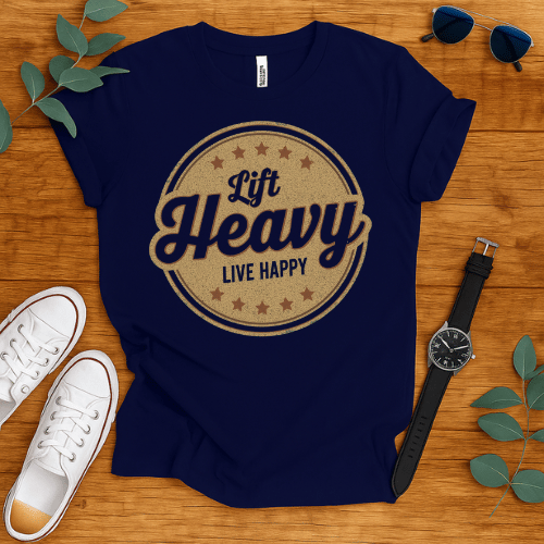 lift heavy live happy t-shirt