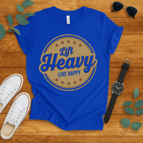 lift heavy live happy t-shirt