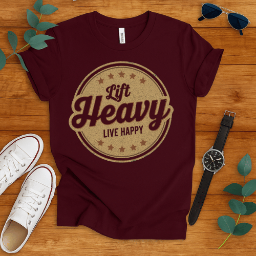 lift heavy live happy t-shirt